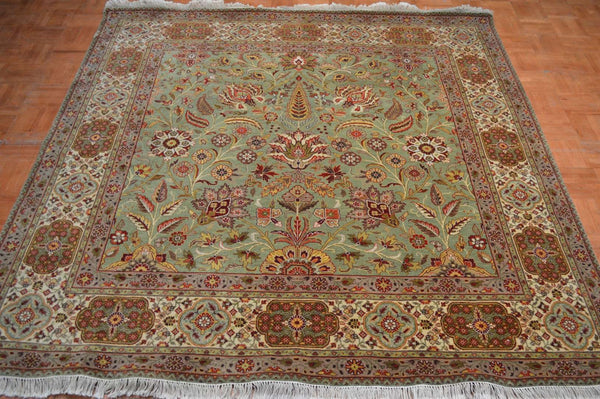 6' 1" x 6' 2" India Agra Square Rug image 1