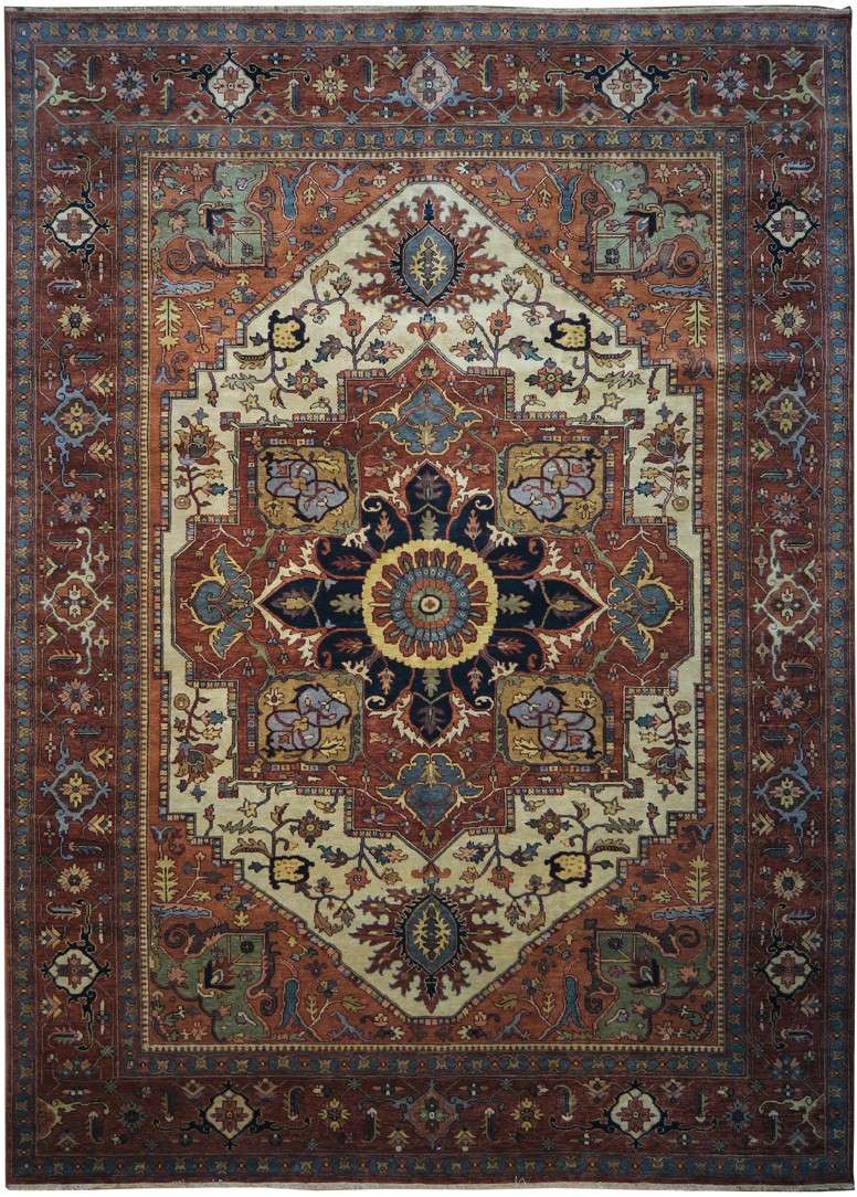 9' 8" x 13' 7" India Serapi Rug image 0