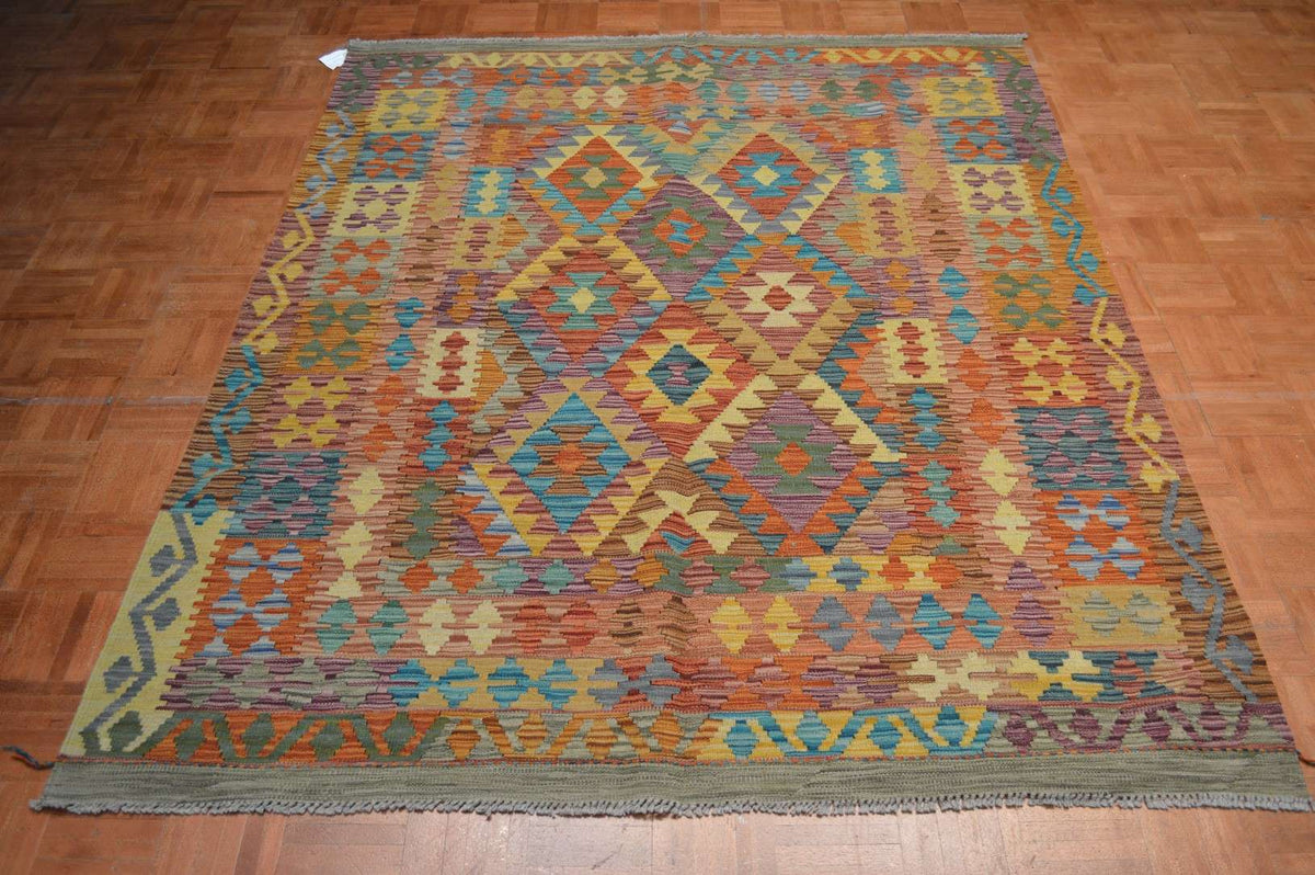 5' 3" x 6' 4" India Kilim Rug image 1