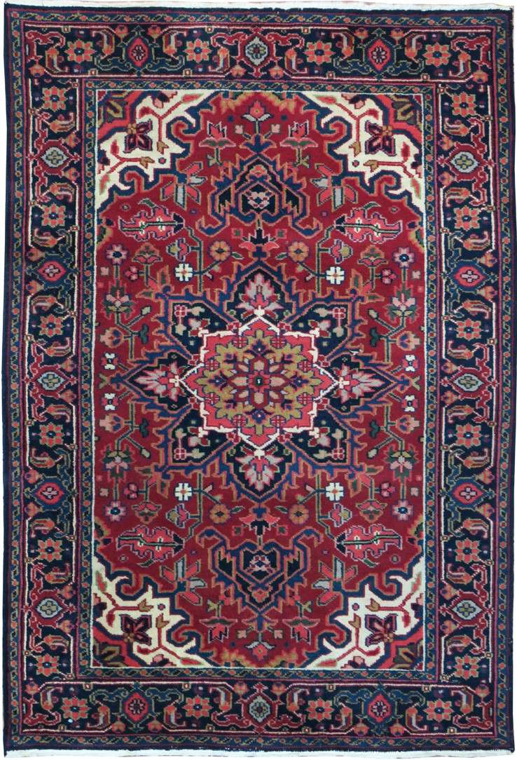 4' 1" x 6' 0" India Heriz Rug image 0