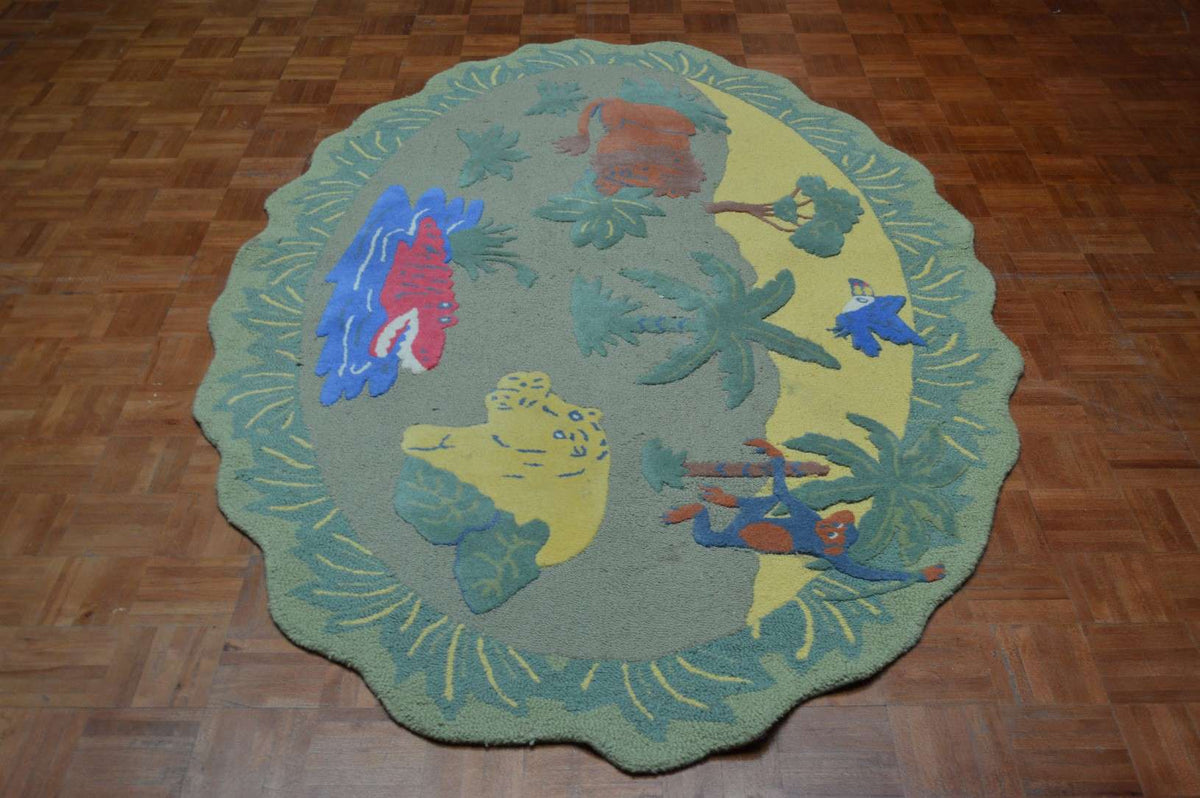 5' 2" x 8' 1" India Contemporary Round Rug image 1