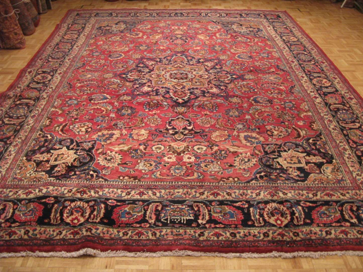 9' 1" x 13' 2" Persian Mashhad Rug image 1