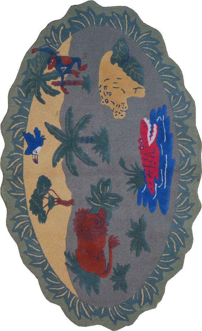 5' 2" x 8' 1" India Contemporary Round Rug image 0