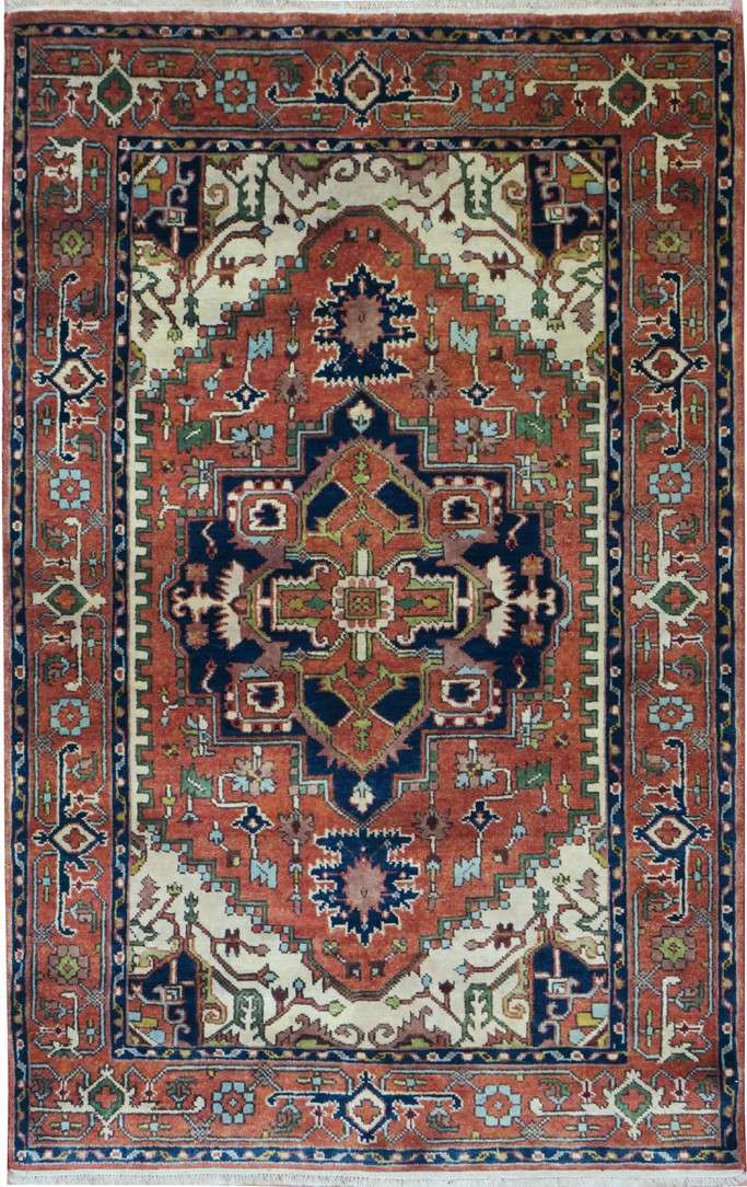 3' 8" x 6' 0" India Serapi Rug image 0