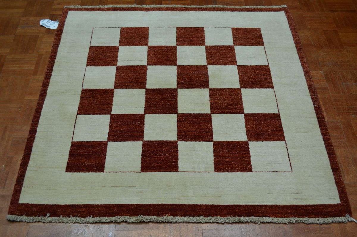 4' 2" x 4' 2" India Gabbeh Square Rug image 1