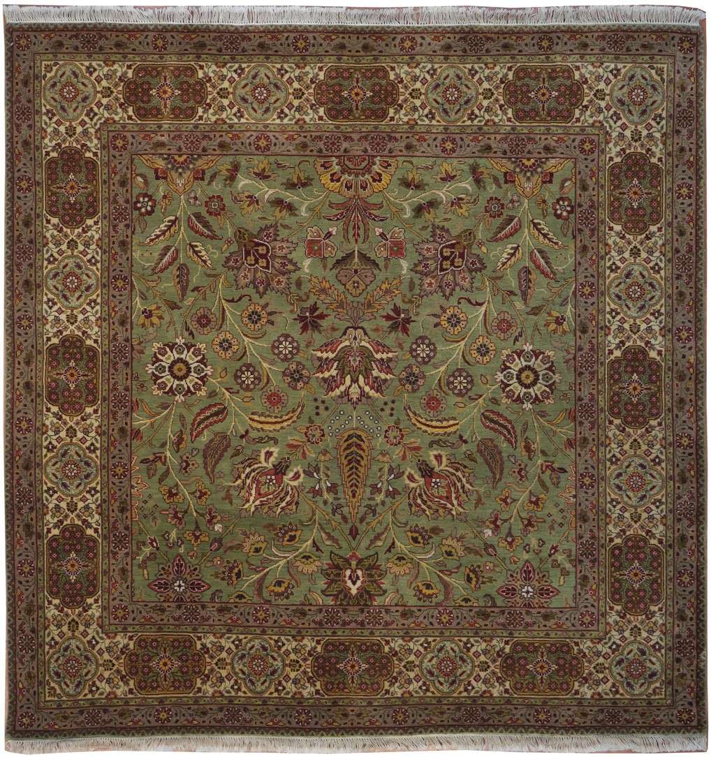 6' 1" x 6' 2" India Agra Square Rug image 0