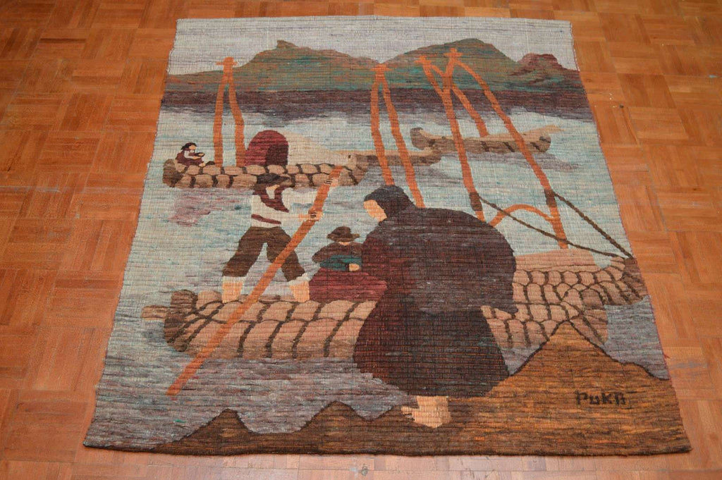 4' 2" x 4' 7" Spain Flatweave Rug image 1