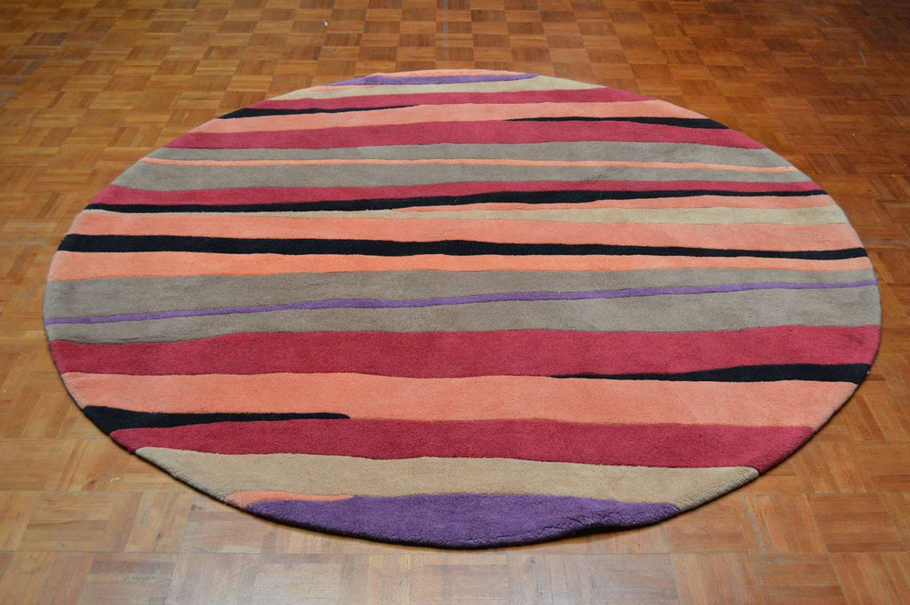 7' 3" x 7' 3" India Contemporary Round Rug image 1