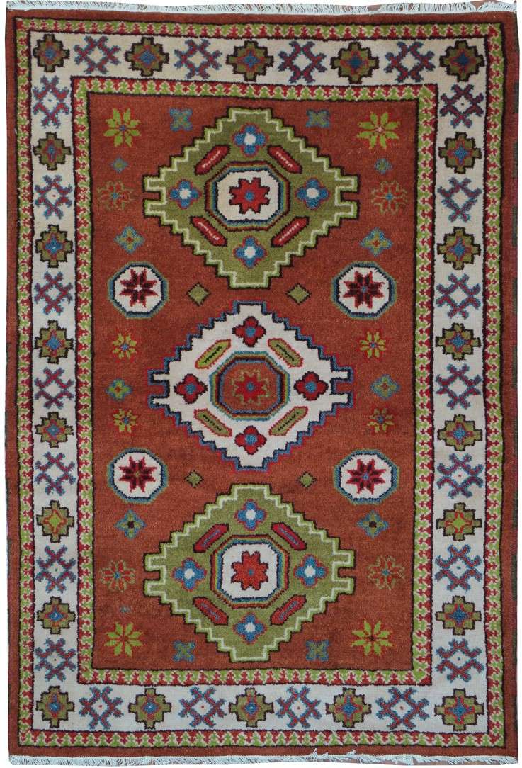 4' 0" x 6' 0" India Kazak Rug image 0